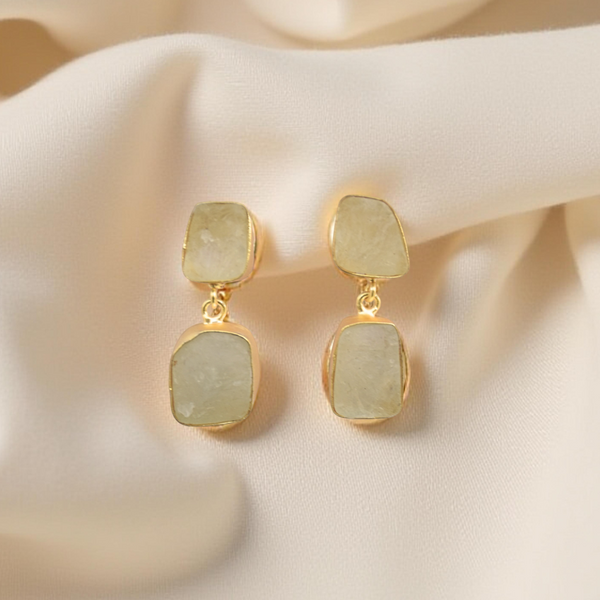 Modern dangle drop everyday festive wear minimal gold plated natural stone earrings
