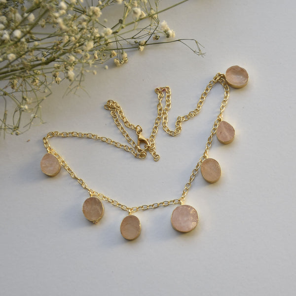 Adjustable dainty gold plated dailywear natural gemstone necklace chain