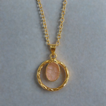 Load image into Gallery viewer, Gold necklace with round rose quartz handmade chain adjustable gift for her everyday wear chain
