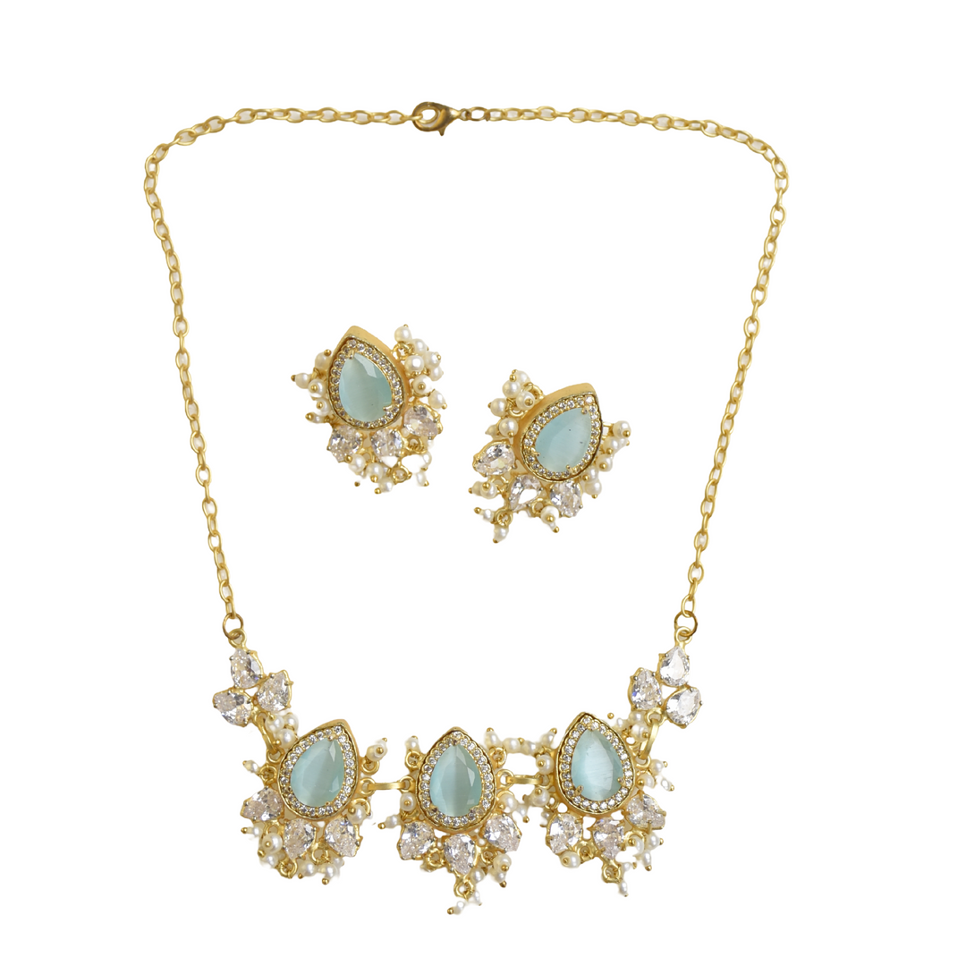 Party festive wedding bridesmaid bridal crystal embellished necklace set