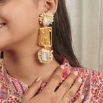Load image into Gallery viewer, Long bridesmaid bridal wedding gift for her gold plated natural pearl beaded earrings

