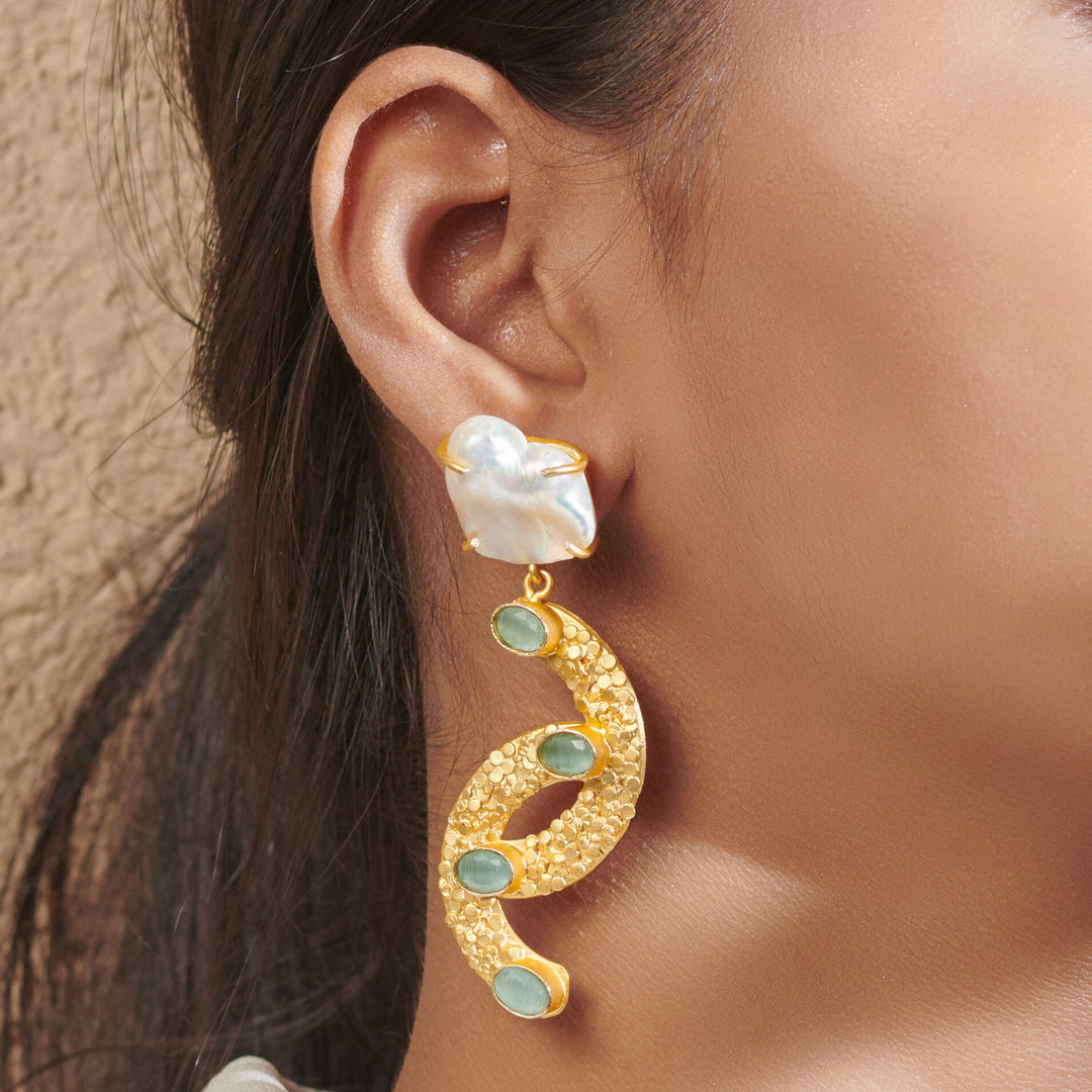 Partywear designer natural pearl crystal lightweight wedding cocktail gift for her earrings