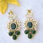 Load image into Gallery viewer, Festive wear statement crystal embellished green party wear earrings

