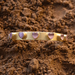 Load image into Gallery viewer, Luxe dainty valentine anniversary gift for her gold plated crystal brass bangle

