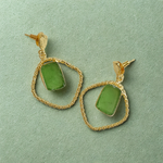 Load image into Gallery viewer, Dreamy green powerful brass lightweight statement earrings
