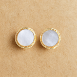Load image into Gallery viewer, Dainty minimal easy to style natural pearl budget gift for her vacation must have accessory gold plated studs
