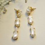Load image into Gallery viewer, Natural Gemstone Pearl Ring &amp; Pearl Earrings With 18K Gold Plated

