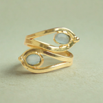 Load image into Gallery viewer, Fancy designer budget git birthday anniversary studded with natural crystal brass gold plated ring
