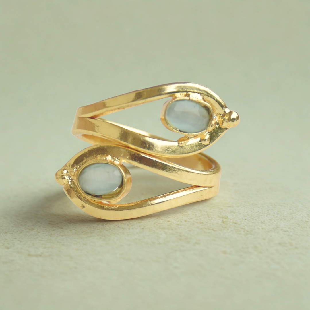 Fancy designer budget git birthday anniversary studded with natural crystal brass gold plated ring
