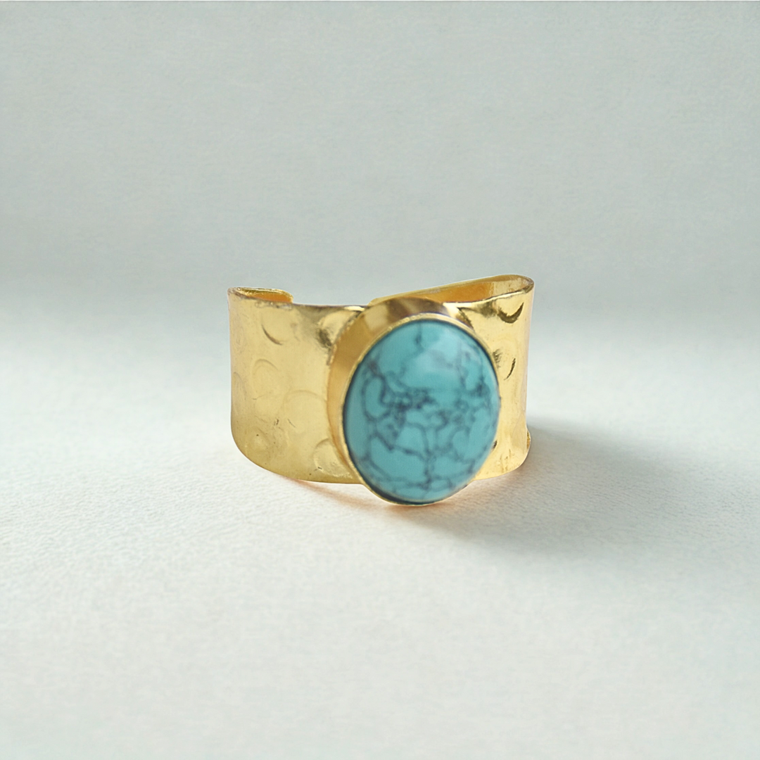 Textured handcrafted goldplated waterproof must have accessory budget gift for her antitarnish ring