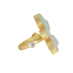 Load image into Gallery viewer, Foral inspired semi precious amazonite stone gold plated party wedding ring
