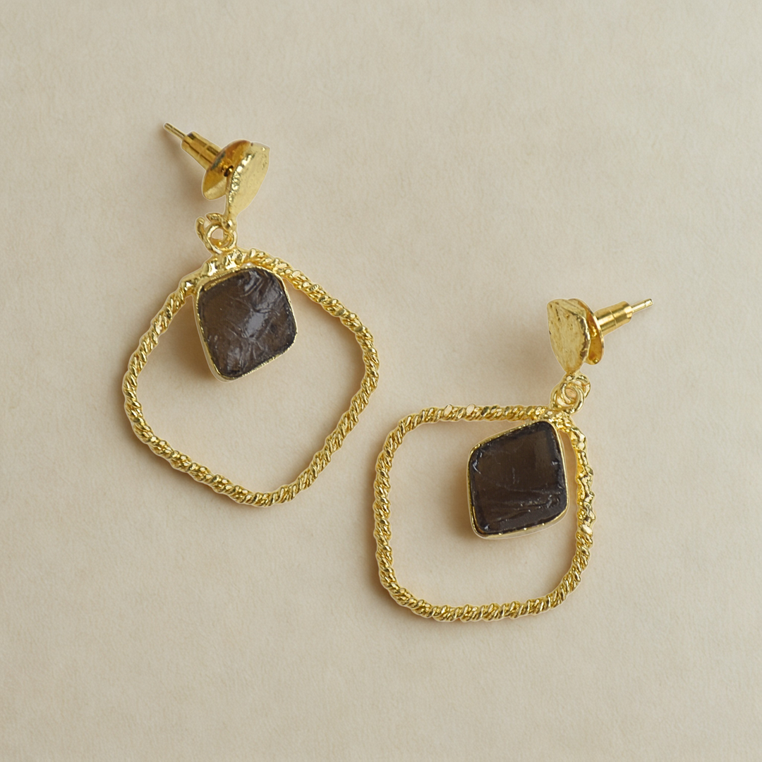 Vintage inspired hypoallergenic bridesmaid cocktail party birthday gift for her brass earrings