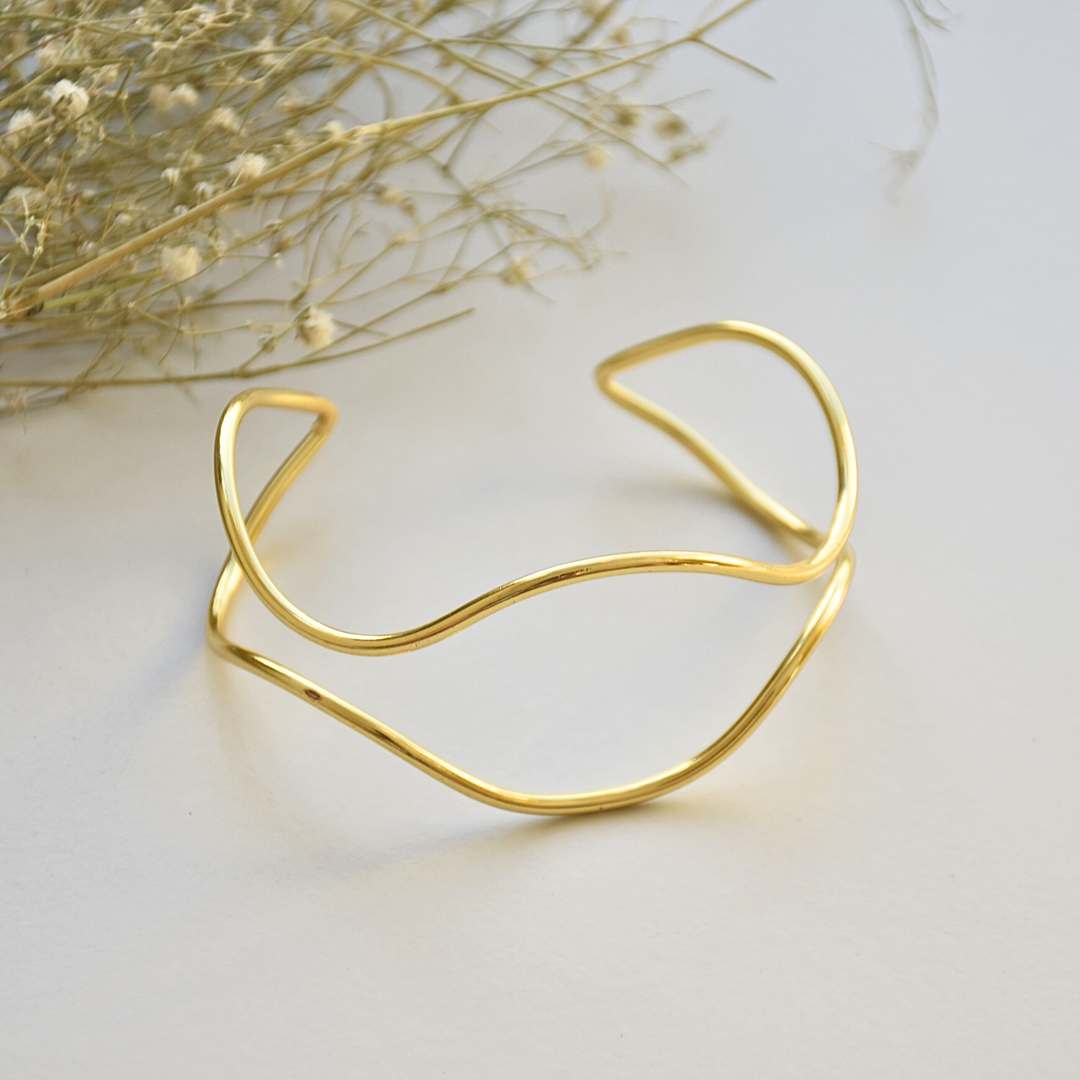 Geometric boho inspired trending lightweight easy to style hypoallergenic waterproof gift for her bangle