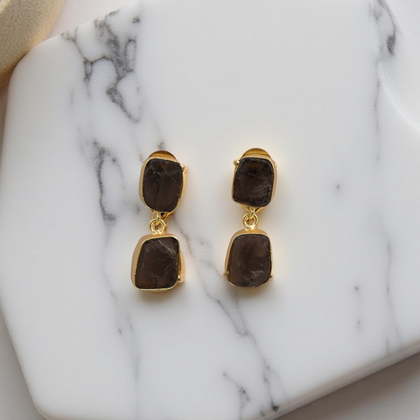 Minimal geometric gold plated natural semi pprecious everyday wear drop arrings