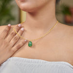 Load image into Gallery viewer, Eye catching minimal subtle green crystal size adjustable new in stock everyday crystal chain necklace 
