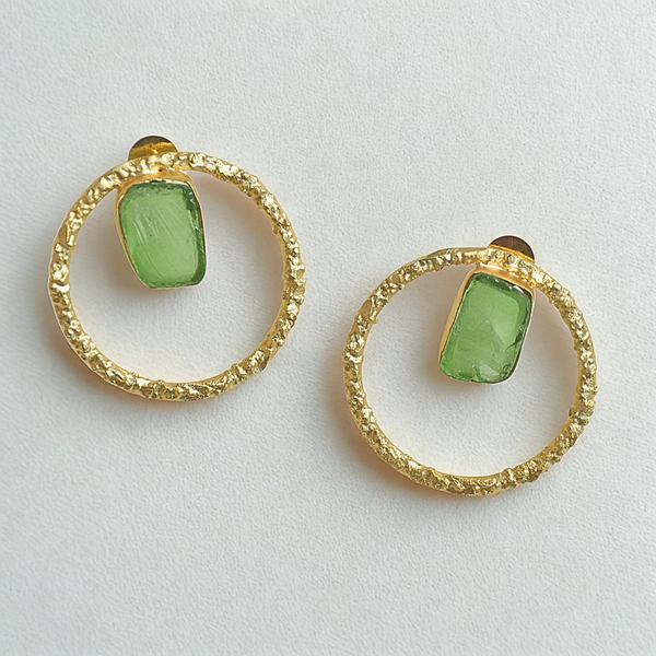 Vintage boho inspired trendy must have accessory style budget statement gift for her brass gold plated earring stud