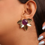 Load image into Gallery viewer, Floral Amethyst Studs
