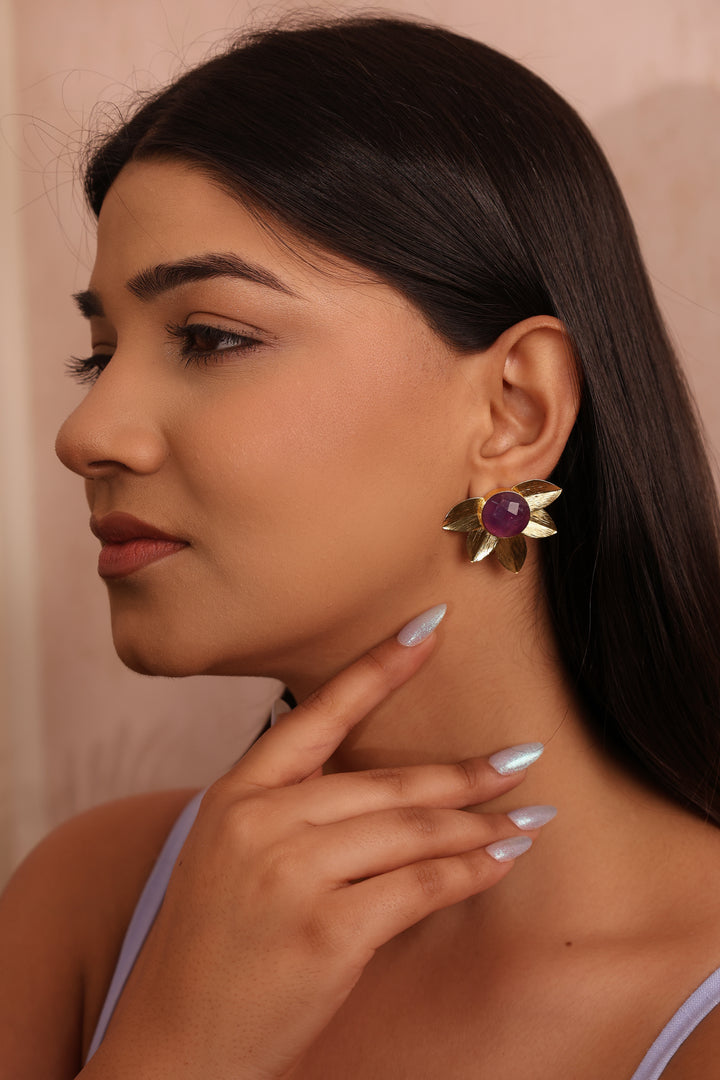Floral Amethyst Studs