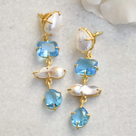 Load image into Gallery viewer, Modern and edgy long pearl and crystal lightweight earrings
