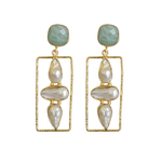 Load image into Gallery viewer, Trending modern amazonite pearl handmade lightweight party bridesmaid wedding earrings
