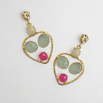 Load image into Gallery viewer, Designer trending lightweight semiprecious heart shape gift for her anniversary birthday love lightweight gold plated earrings
