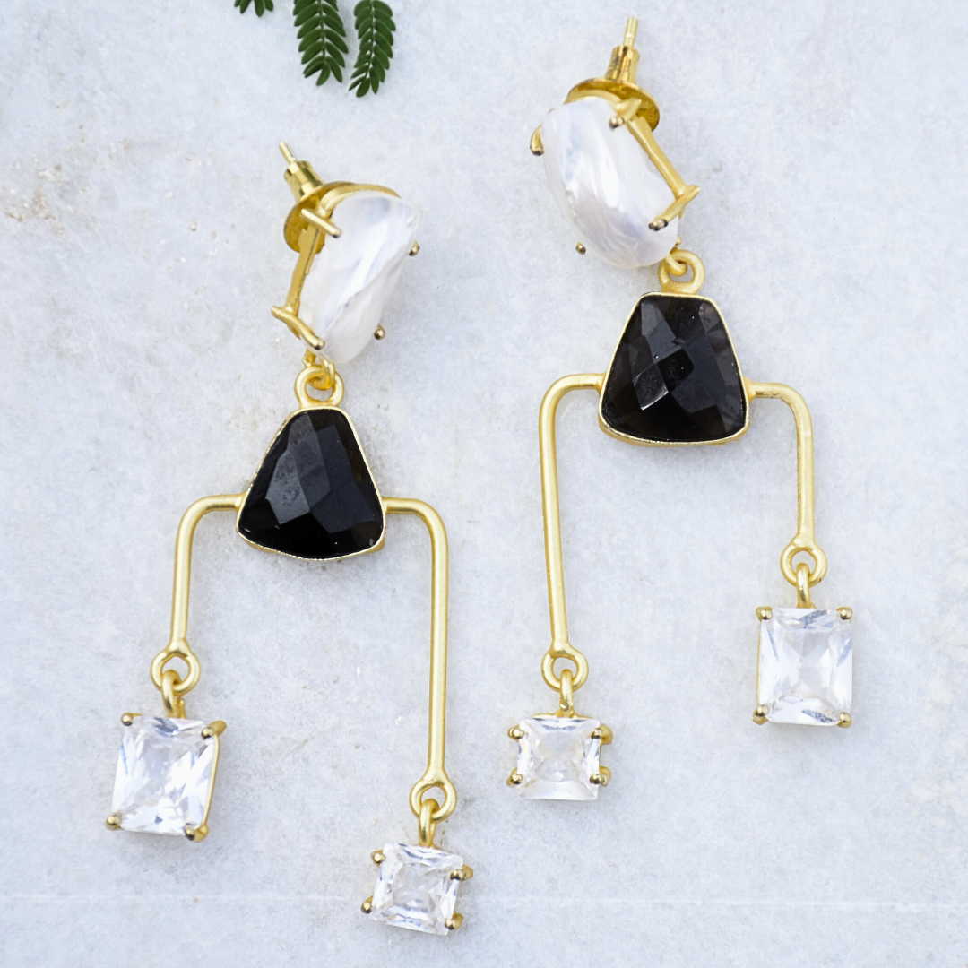 long drop gold plated earring