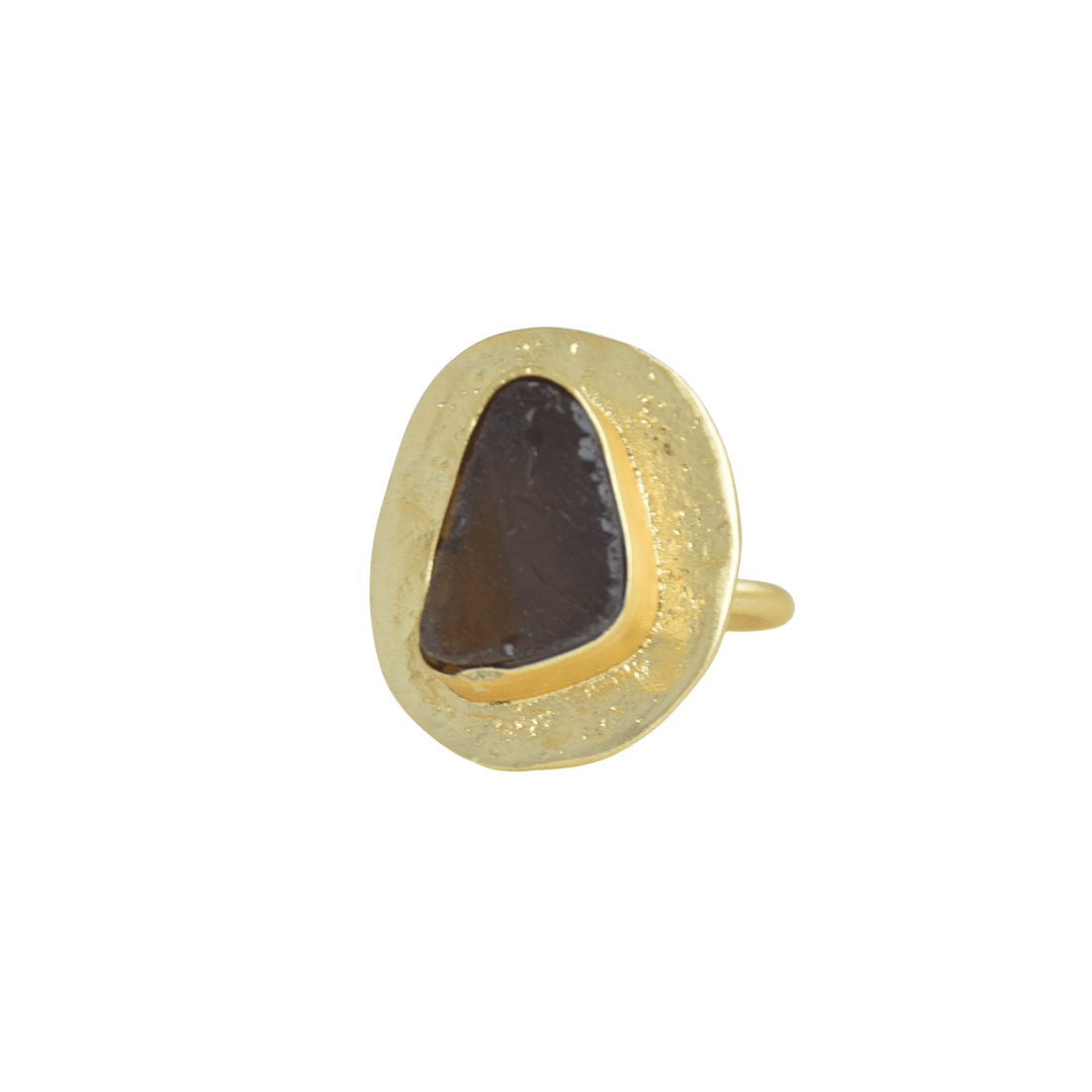 Modern daily office vacation easy to style versatile brass gemstone ring