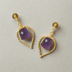 Load image into Gallery viewer, Dangle drop modern sleek showstopper elegant clean look semi precious gemstone handcrafted earring
