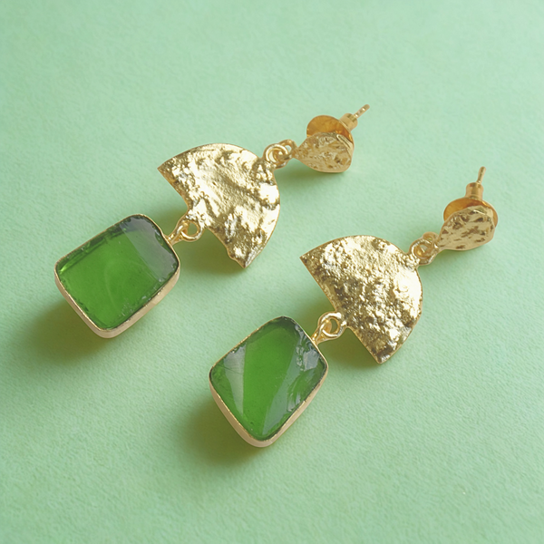 Modern drop gemstone trending y2k brass lightweight easy to style and carry earrings