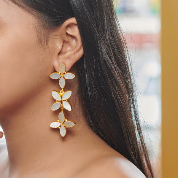 Long nature inspired party versatile pearl dangle drop earring