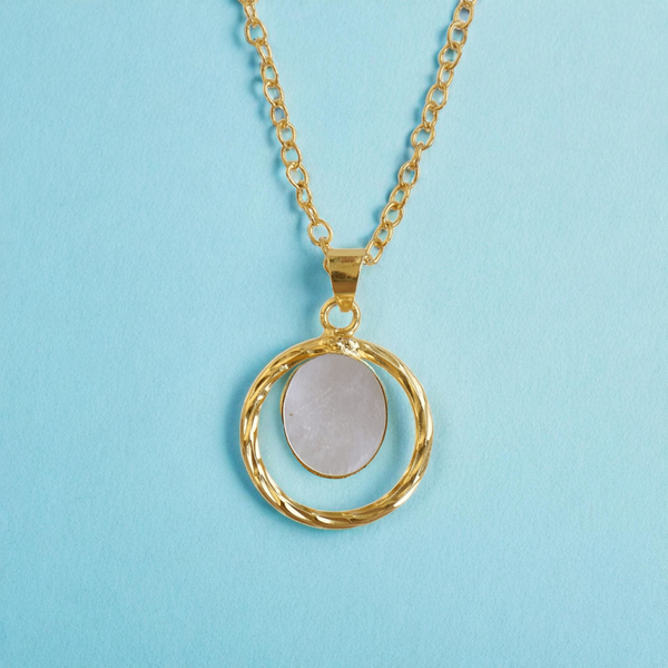 Handmade natural mother of pearl dainty textured round lightweight vacation birthday anniversary gift for her chain