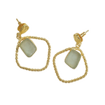 Load image into Gallery viewer, Boho statement handcrafted gold plated trending y2k aqua gemstone earrings

