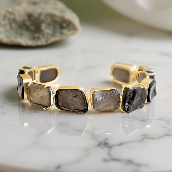 Dual tone statement stackable abstract design party wear bangle
