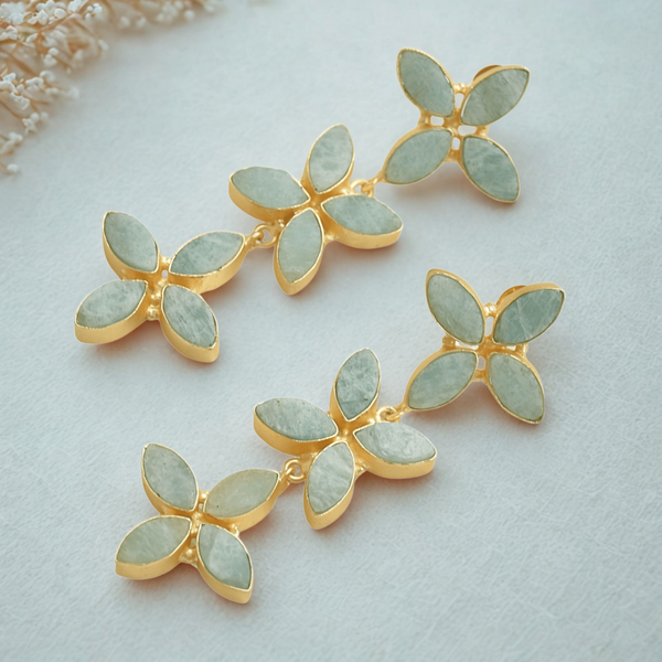 Long dangling lightweight comfortable easy to style amazonite stylish wedding earrings