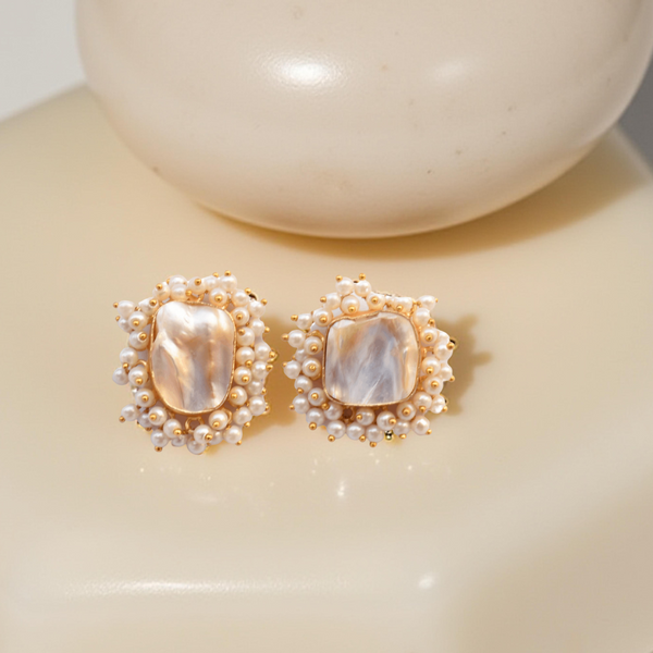 pearl elegant earring studs for women's minimal fashion jewelry earrings dainty pearl stud