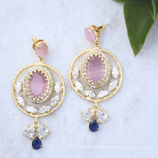 Gold plated modern classic party wear earrings
