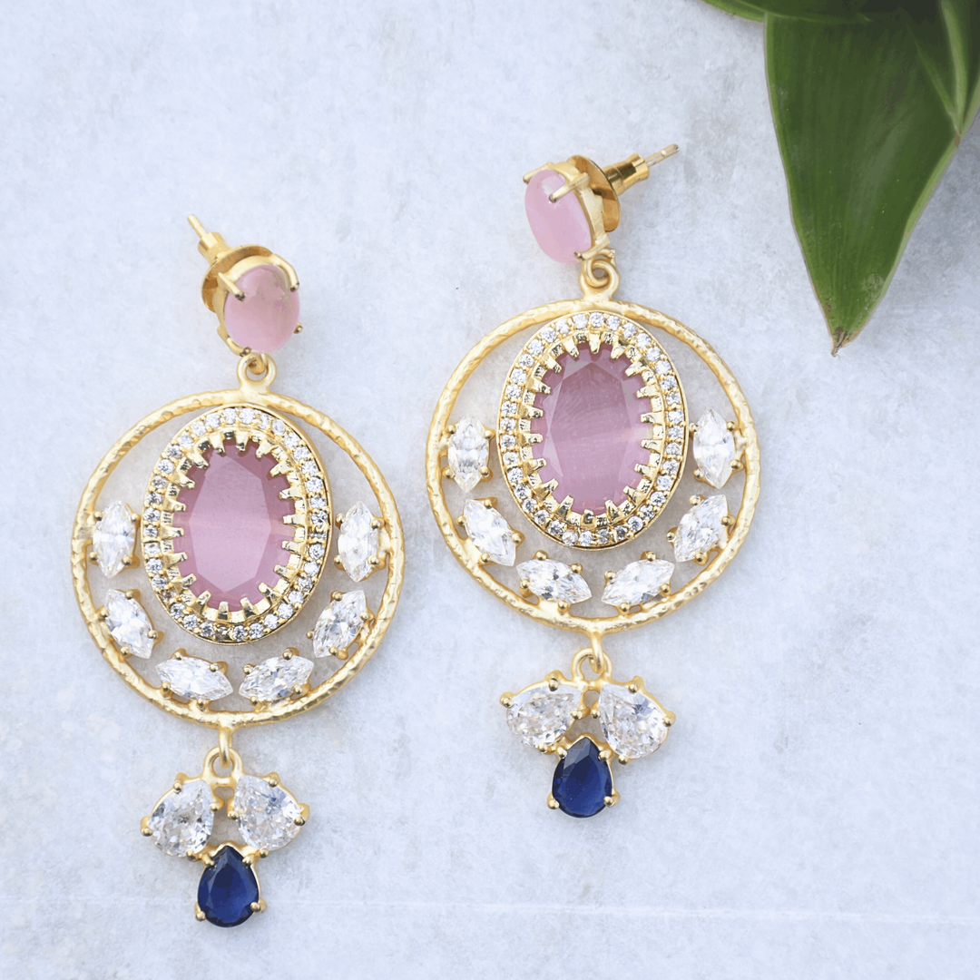 Gold plated modern classic party wear earrings
