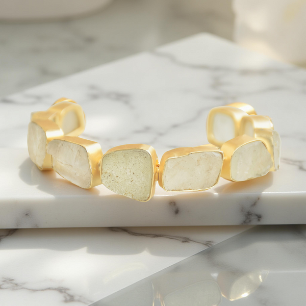 Y2K modern statement brass easy to pair versatile semi precious bangle