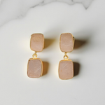 Load image into Gallery viewer, Minimal sleek everyday office wear semi precious gemstone gold plated earrings

