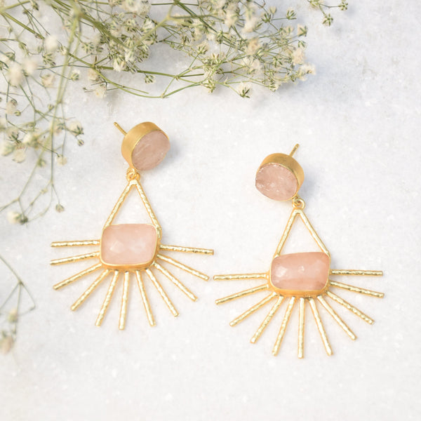 Rose Quartz natural stone jewelry earrings