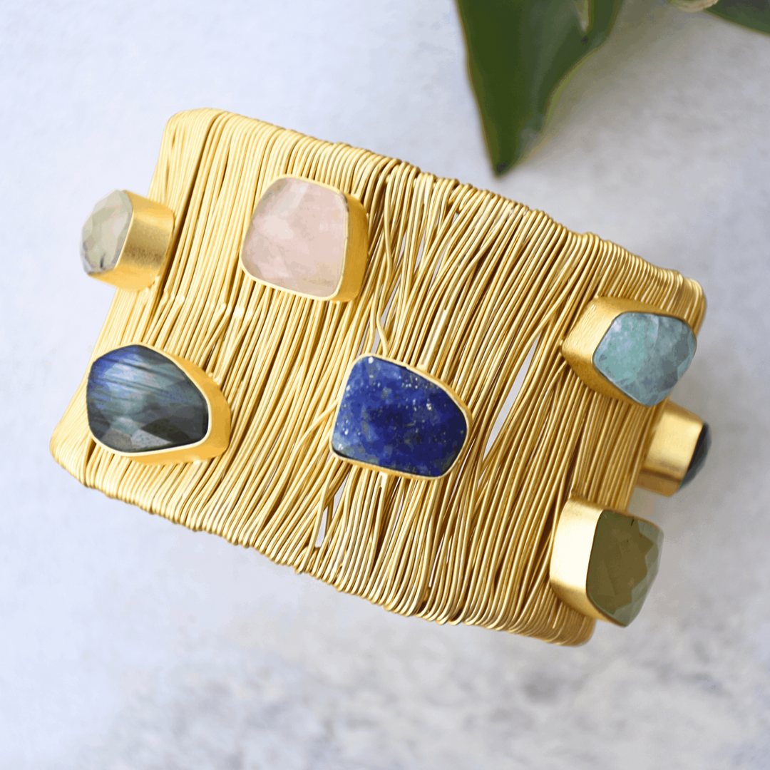 Luxurious bold statement party wear multicolour versatile gemstone bangle