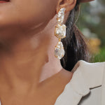 Load image into Gallery viewer, Fancy claw setting must have fashion pearl danglers lightweight hypoallergenic earrings
