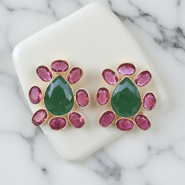 Elegant bold statement studs for edgy and festive look crystal earrings
