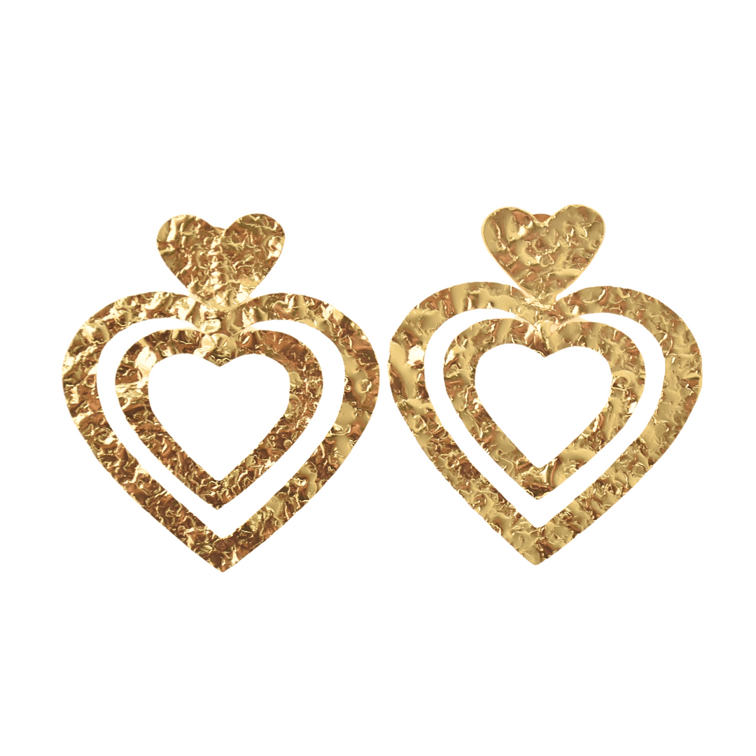 Modern love lightweight perfect valentines party anniversary gift for her brass stud earrings