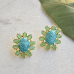 Load image into Gallery viewer, Luxurious Nature inspired colourful studs with semi precious gemstone and crystals earrings 
