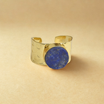 Load image into Gallery viewer, Fancy unique brass lightweight gold plated antitarnish bold partywear cocktail statement semiprecious stone ring
