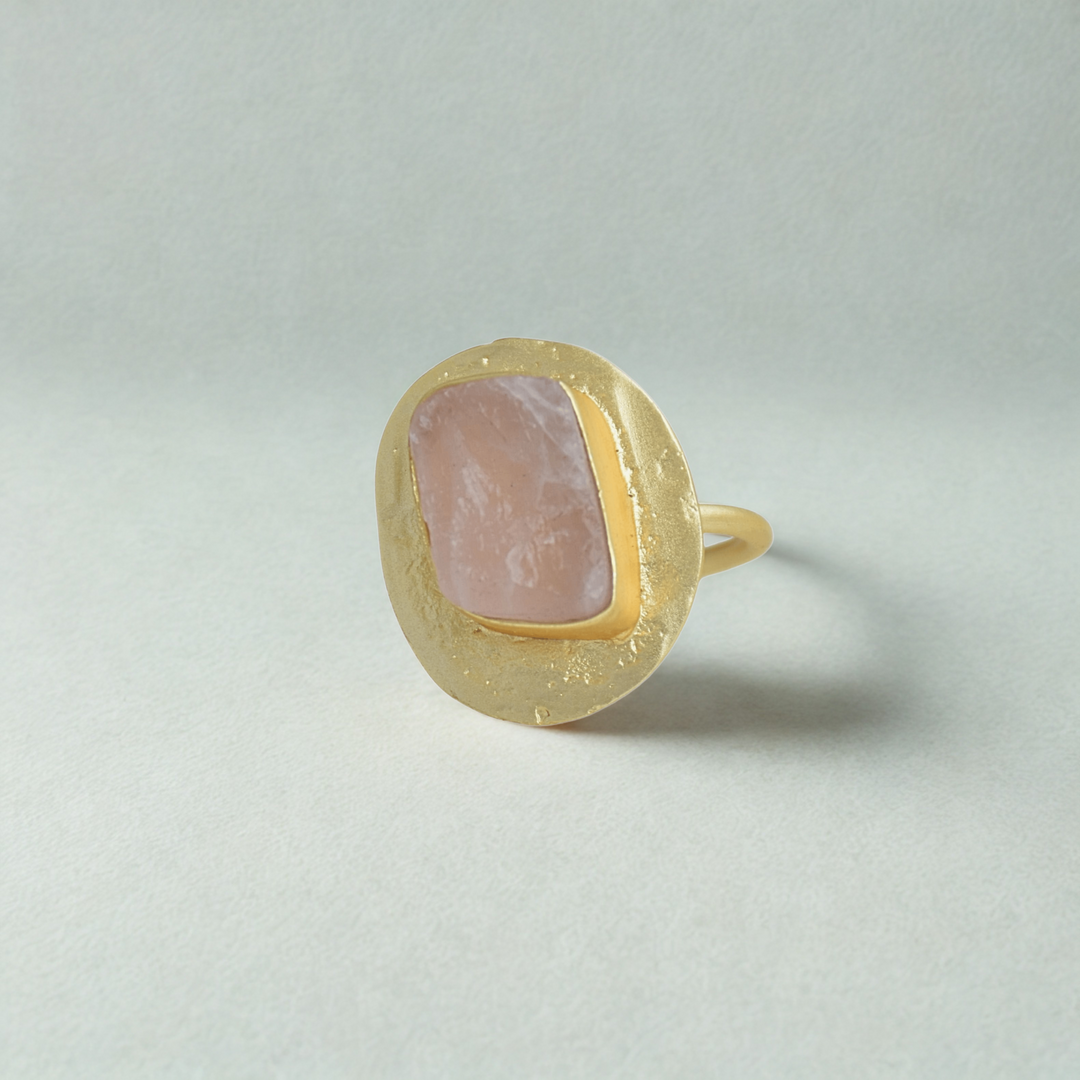 Textured Rose Quartz Ring