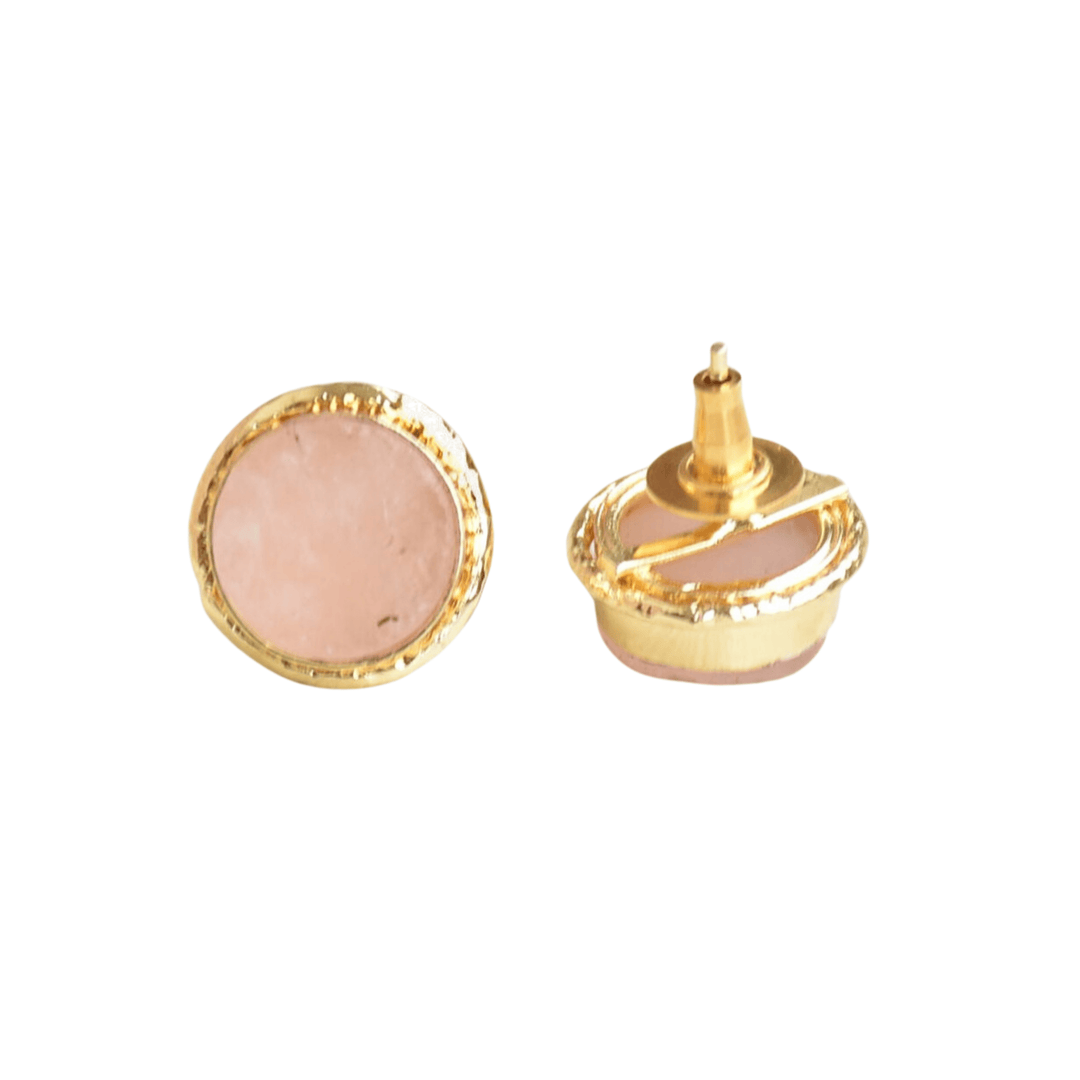 Gold-Plated Rose Quartz Stud Earring