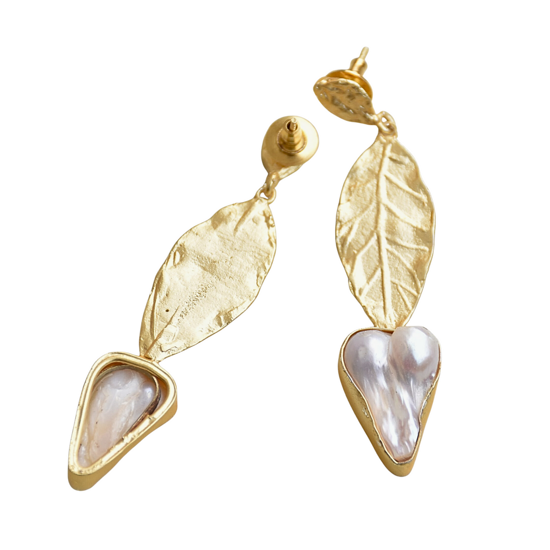 Gold Plated Leaf Earrings