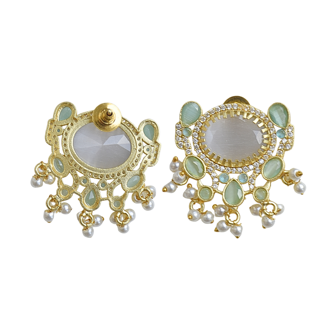 Anti-Tarnish Dangling Pearl Studs